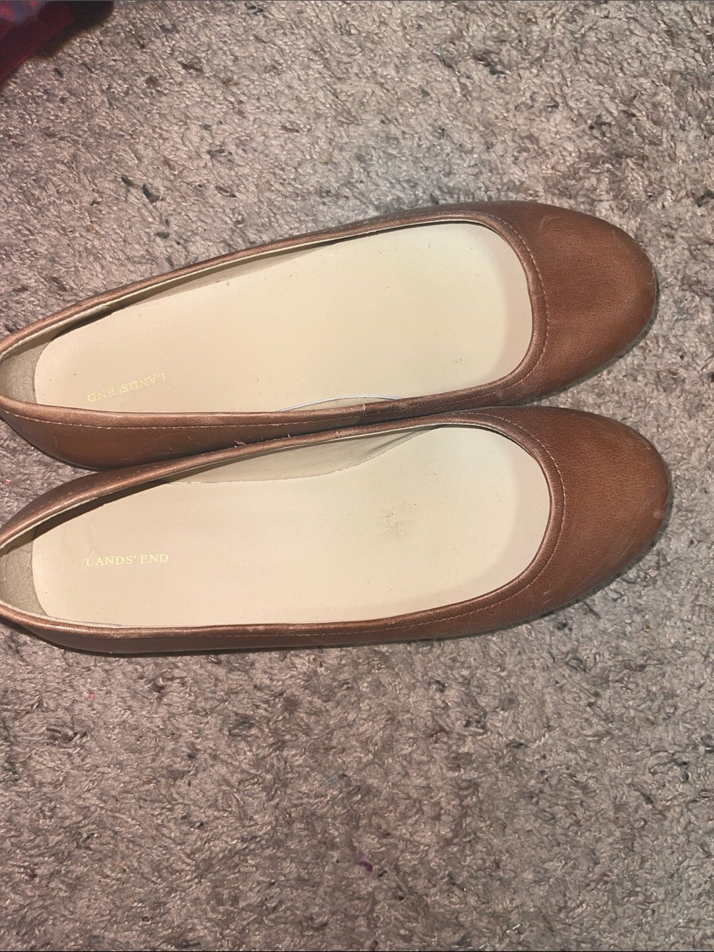 Lands' End Tan Leather Ballet Flats size 8